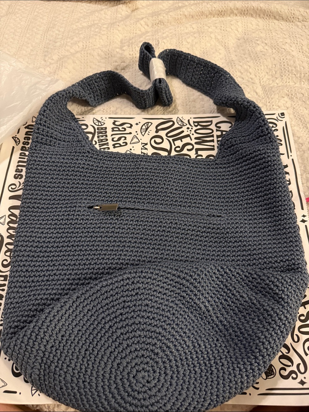 Quince Woven Shoulder Hobo — Slate Blue